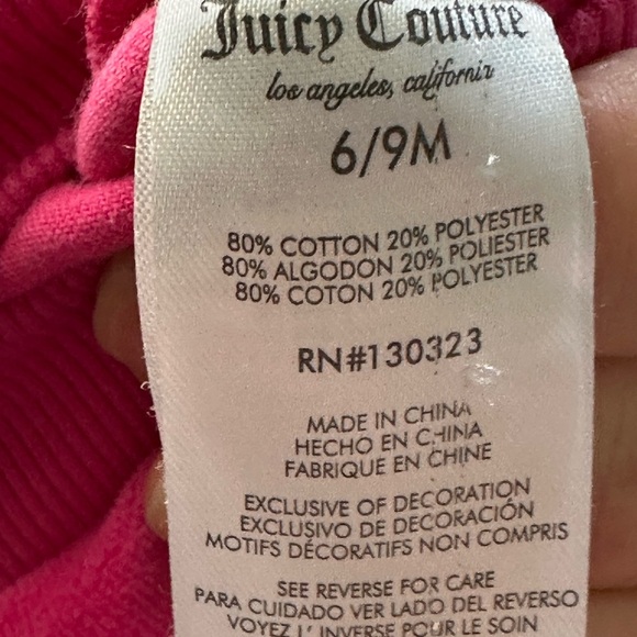 Juicy Couture Fuchsia Pink Baby tracksuit size 6/9 Month - Picture 5 of 5